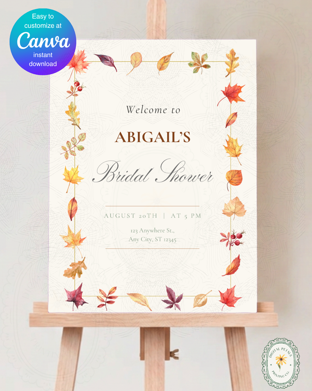 Bridal Shower Welcome Sign Printable | Autumn Wildflower Boho Bridal Decor | Digital Download