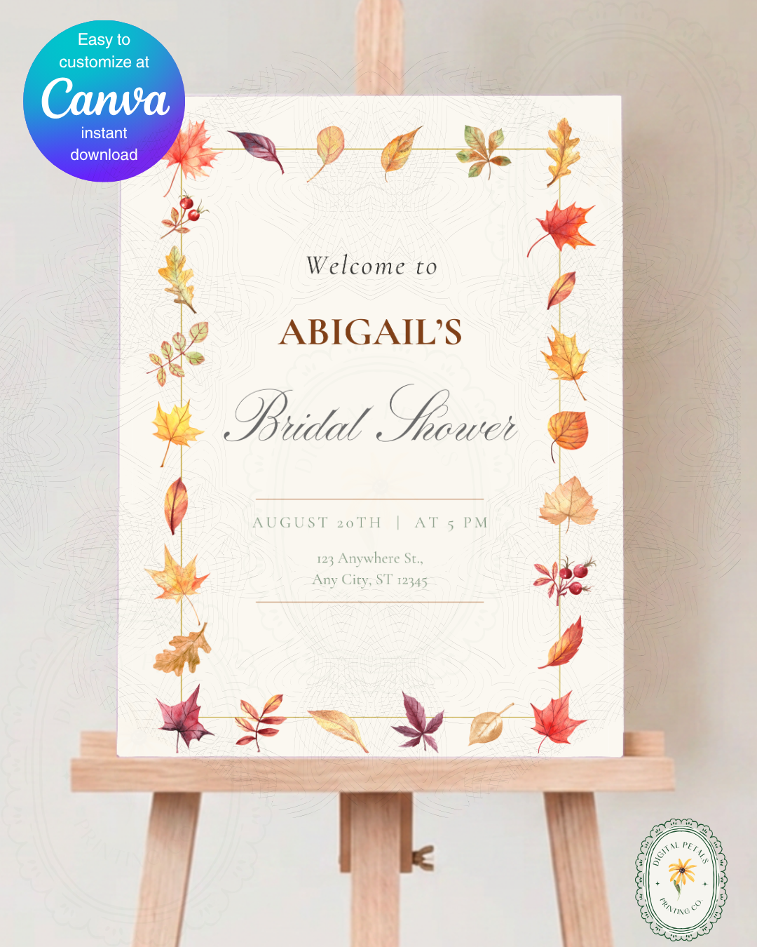 Bridal Shower Welcome Sign Printable | Autumn Wildflower Boho Bridal Decor | Digital Download