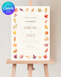 Fall Wedding Welcome Sign Printable | Autumn Wildflower Boho Wedding Decor | Digital Download
