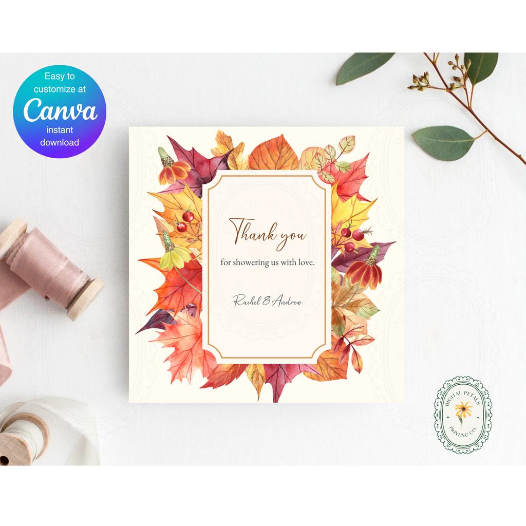 Autumn Harvest Wildflower Thank You Card Template Vol. 2 | Editable Canva Digital Download