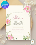 Dusty Rose & Blush Pink Wildflower Bridal Shower Invitation | Minimalist Printable Invite | Digital Download