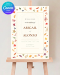 Fall Leaves Wedding Welcome Sign Template | Terracotta & Cream | Digital Download