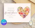 Amber Fall Heart Bridal Shower Invitation | Printable Landscape Template | Digital Download