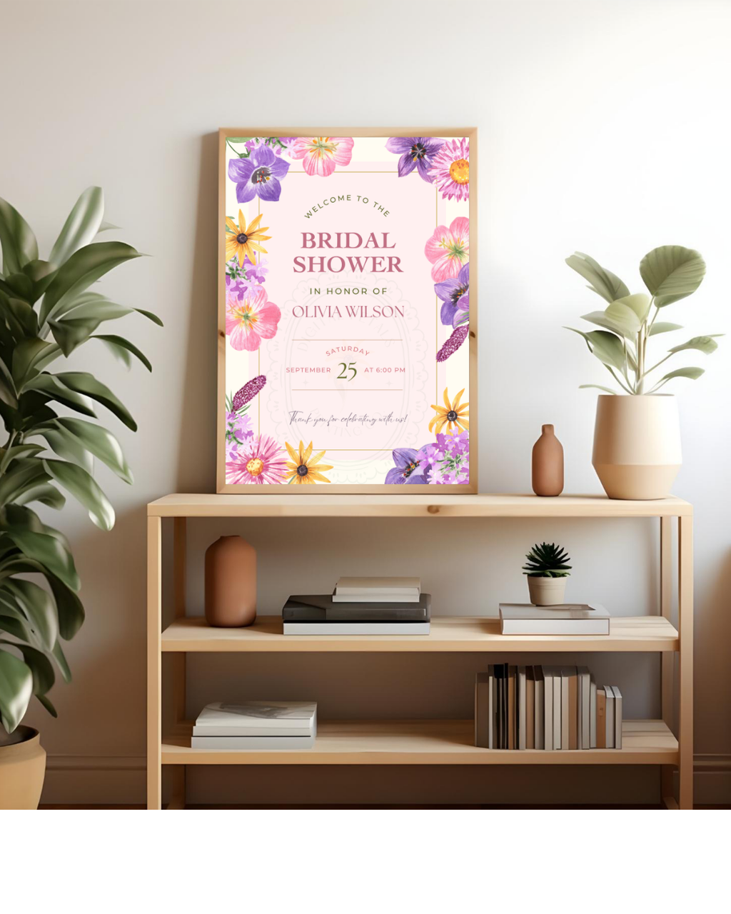 Wildflower Cottagecore Bridal Shower Welcome Sign | Editable Canva Template, Floral Botanical Spring
