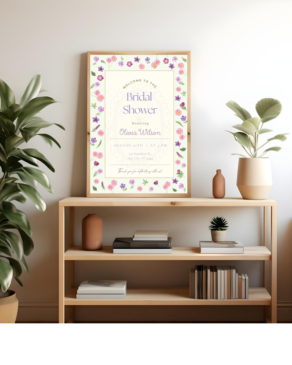 Spring Garden Wildflowers Bridal Shower Welcome Sign Template | Editable Canva Digital Download