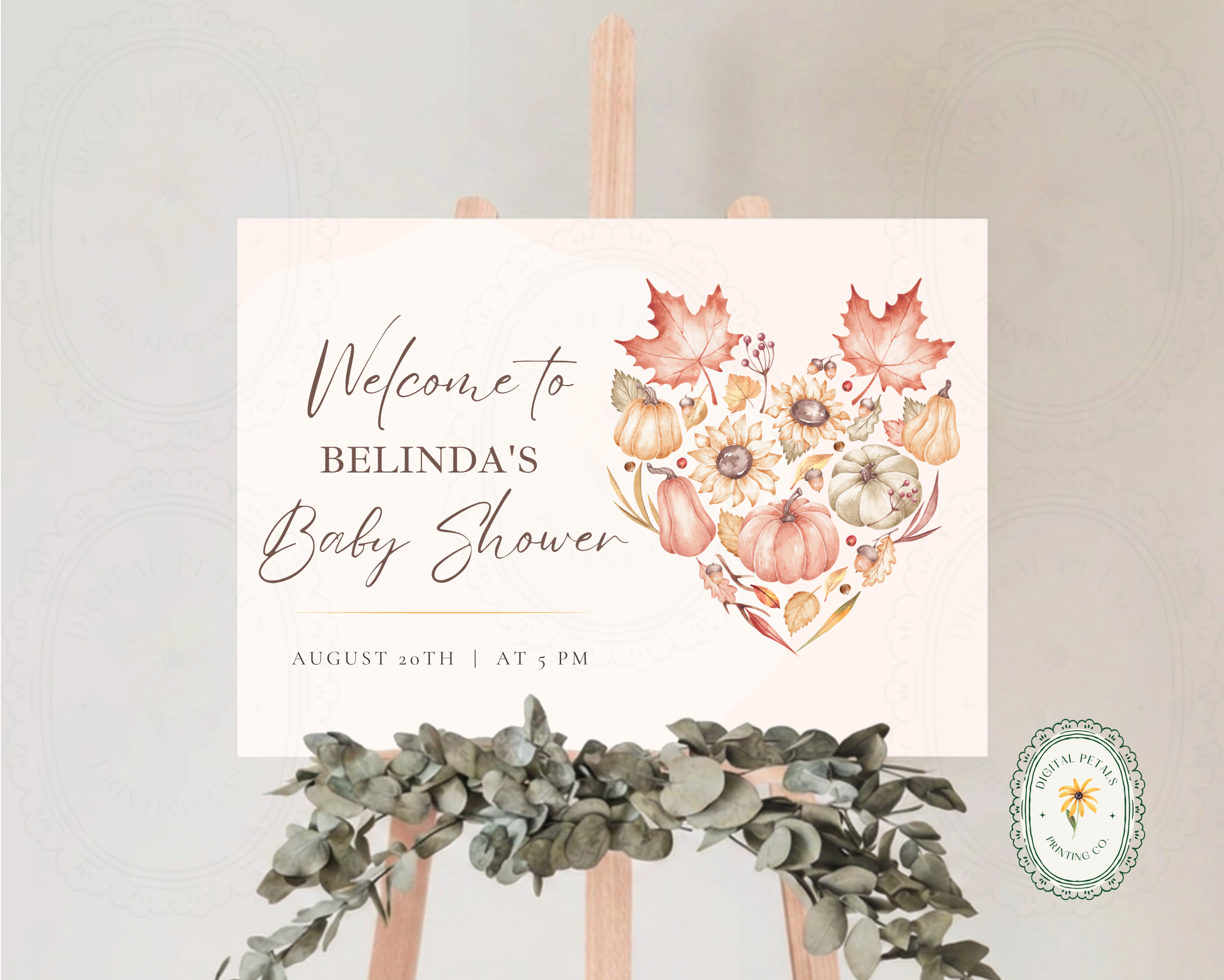 Leaves of Fall Baby Shower Welcome Sign | Autumn Canva Template | Editable Digital Download