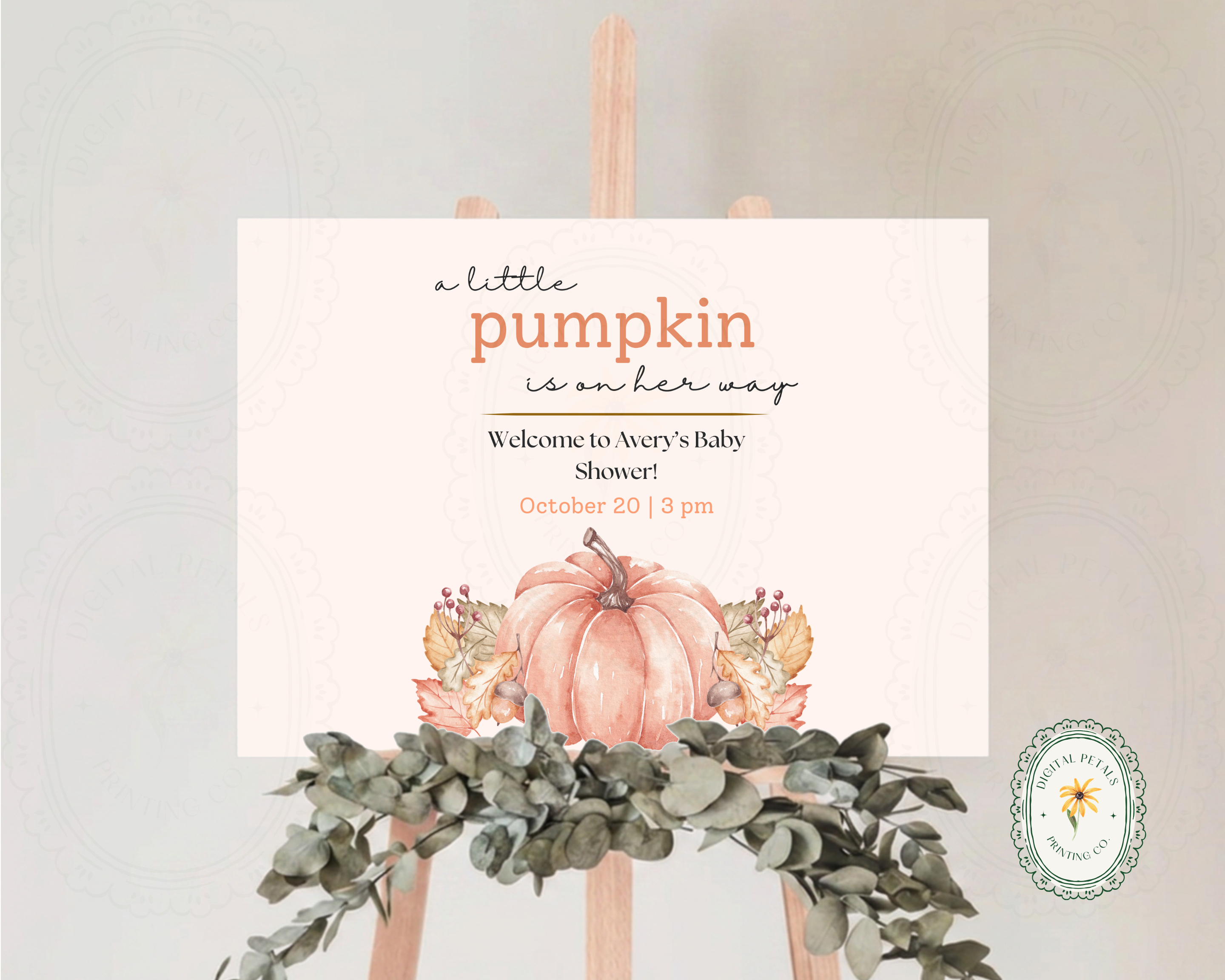 Little Pumpkin Fall Baby Shower Welcome Sign | Editable Canva Template | Digital Download