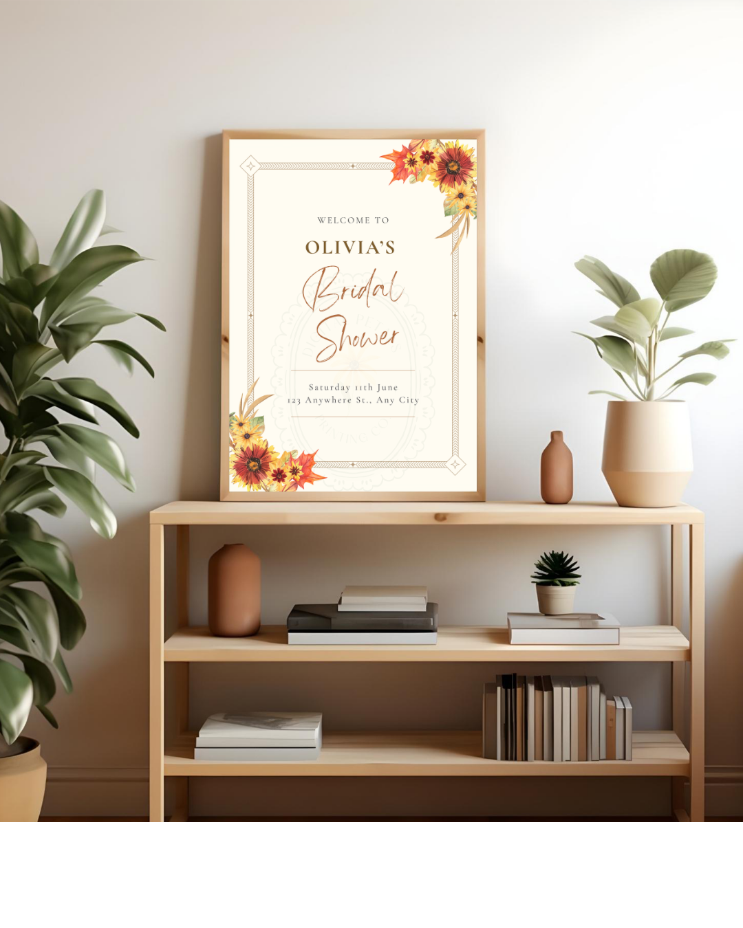 Rustic Fall Wildflowers Bridal Shower Welcome Sign Template | Hand Painted Cottagecore Digital Download