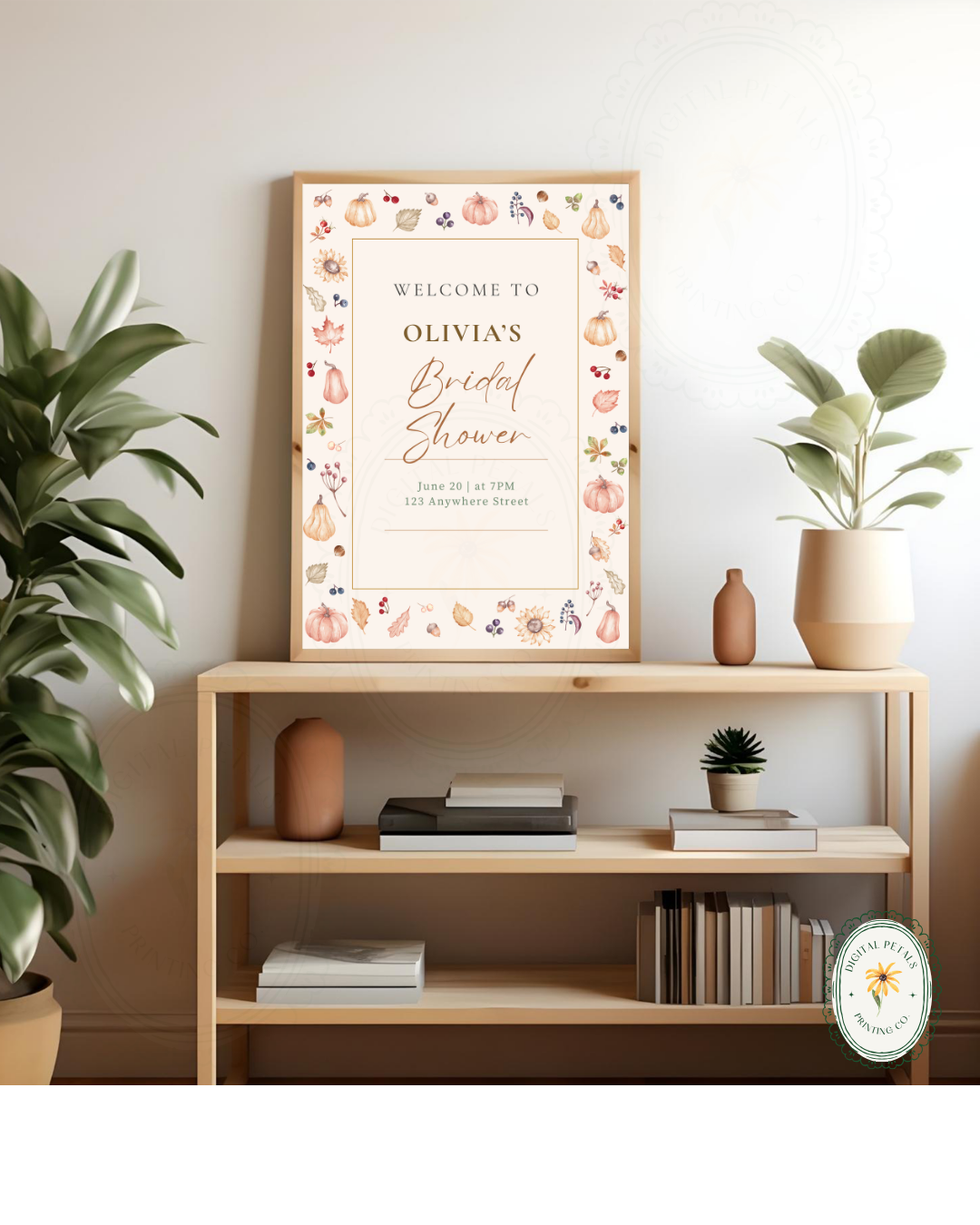 Autumn Harvest Wildflowers Bridal Shower Welcome Sign Template | Editable Canva Digital Download