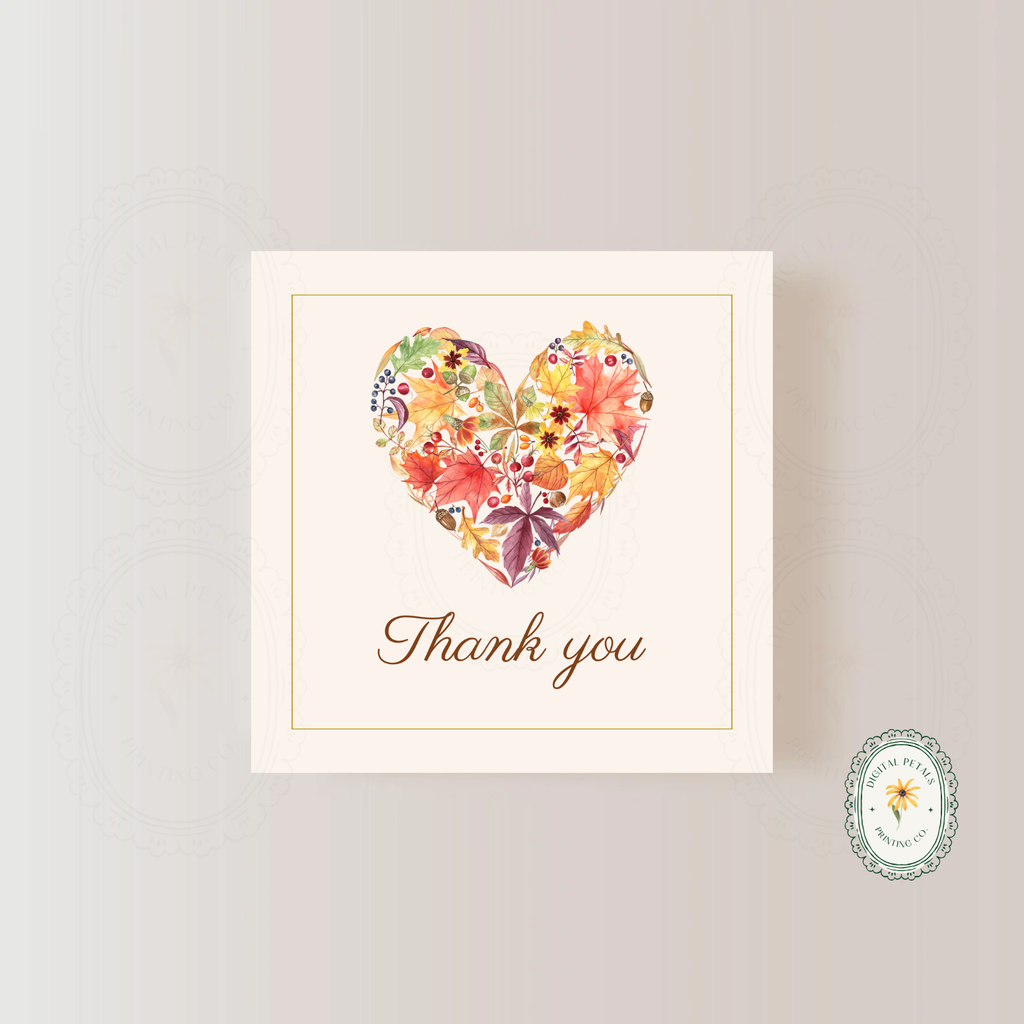 Rustic Fall Heart Thank You Card Template | Editable Canva Digital Download