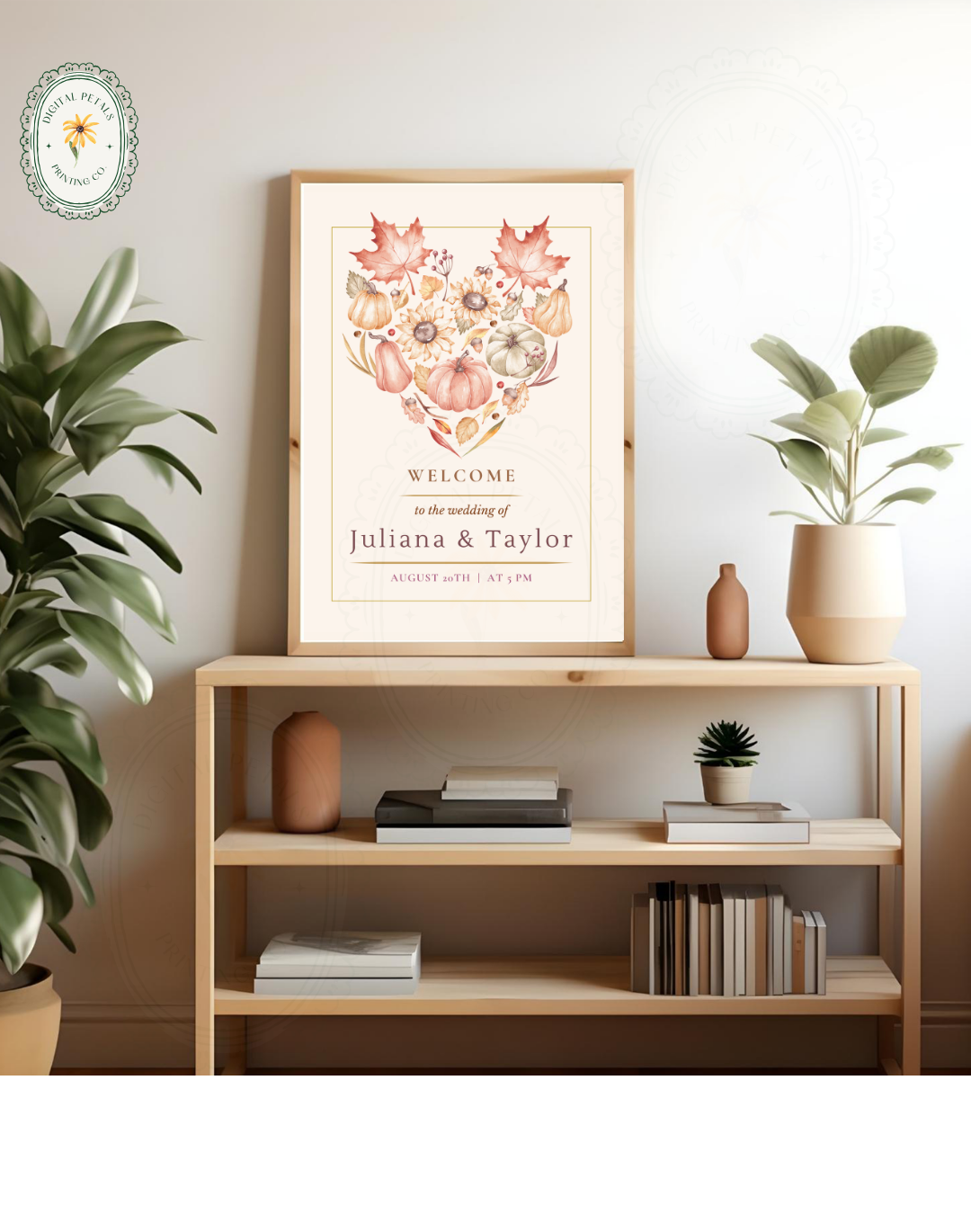 Burgundy Fall Leaves Watercolor Wedding Welcome Sign Template | Editable Digital Download