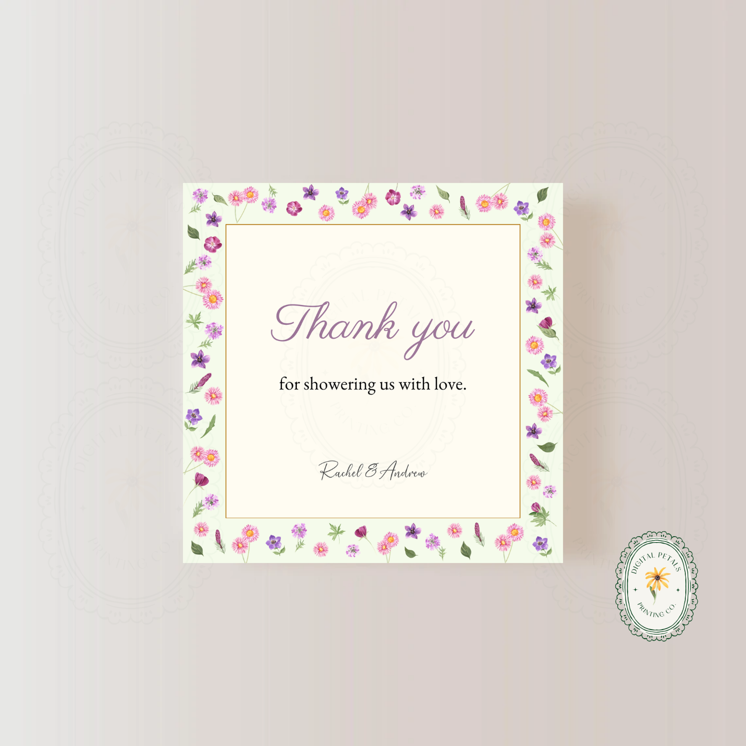 Spring Garden Wildflower Thank You Card Template | Editable Canva Digital Download
