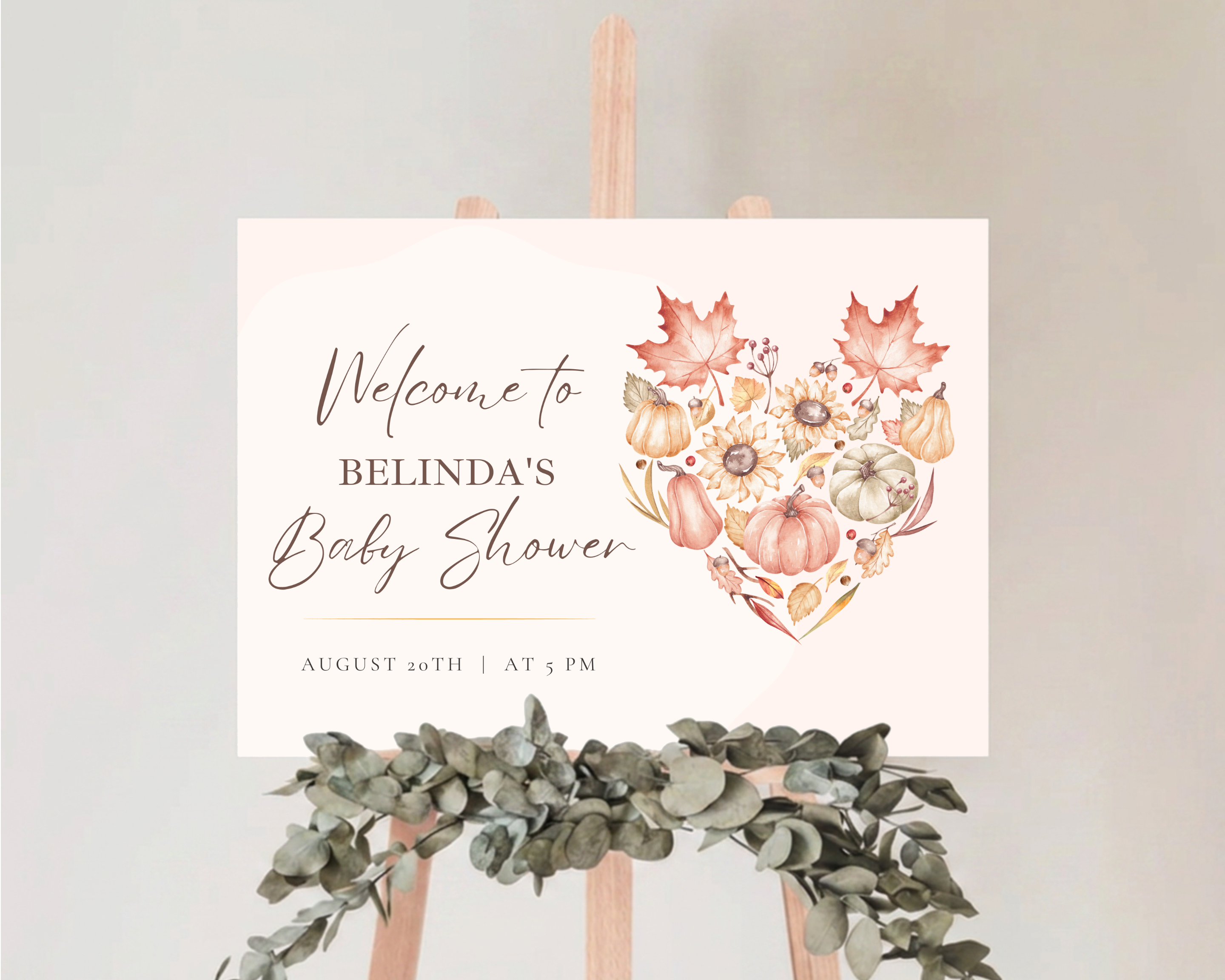 Leaves of Fall Baby Shower Welcome Sign | Autumn Canva Template | Editable Digital Download