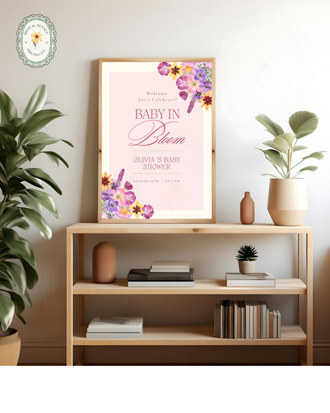 Baby in Bloom Baby Shower Welcome Sign Template | Editable Canva Digital Download