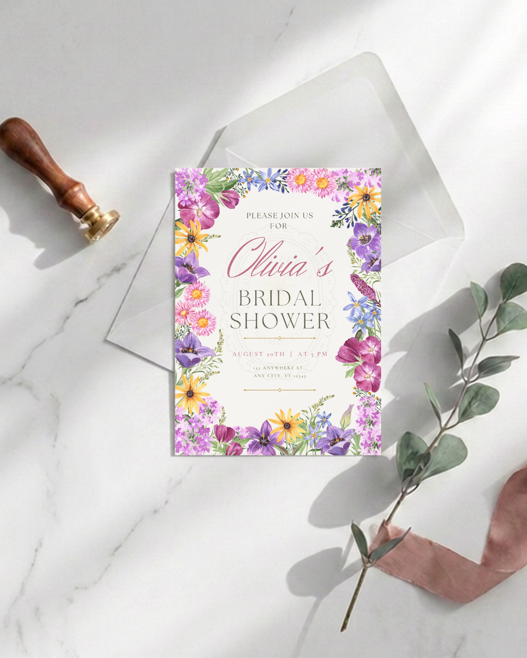 Wildflower Bridal Shower Invitation | Printable Floral Invite | Digital Download
