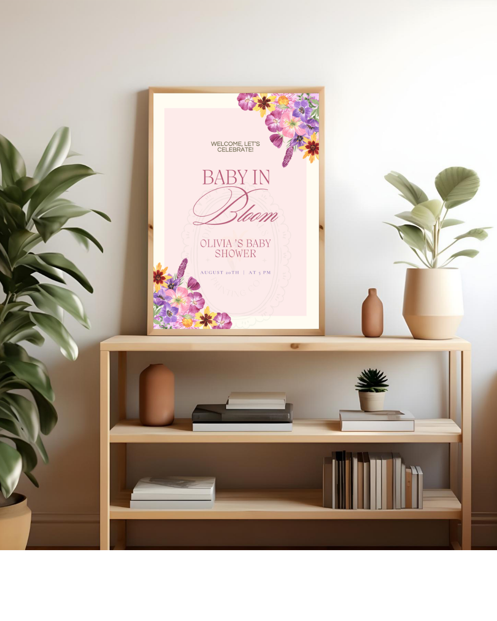 Baby in Bloom Baby Shower Welcome Sign Template | Editable Canva Digital Download