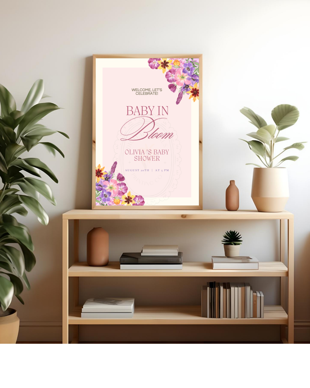 Baby in Bloom Baby Shower Welcome Sign Template | Editable Canva Digital Download