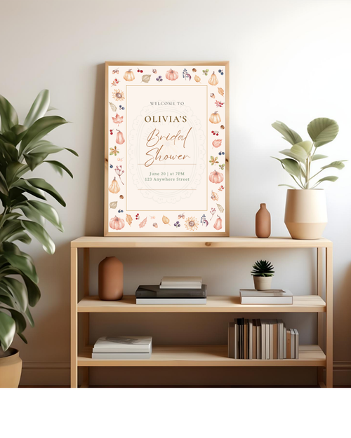 Autumn Harvest Wildflowers Bridal Shower Welcome Sign Template | Editable Canva Digital Download