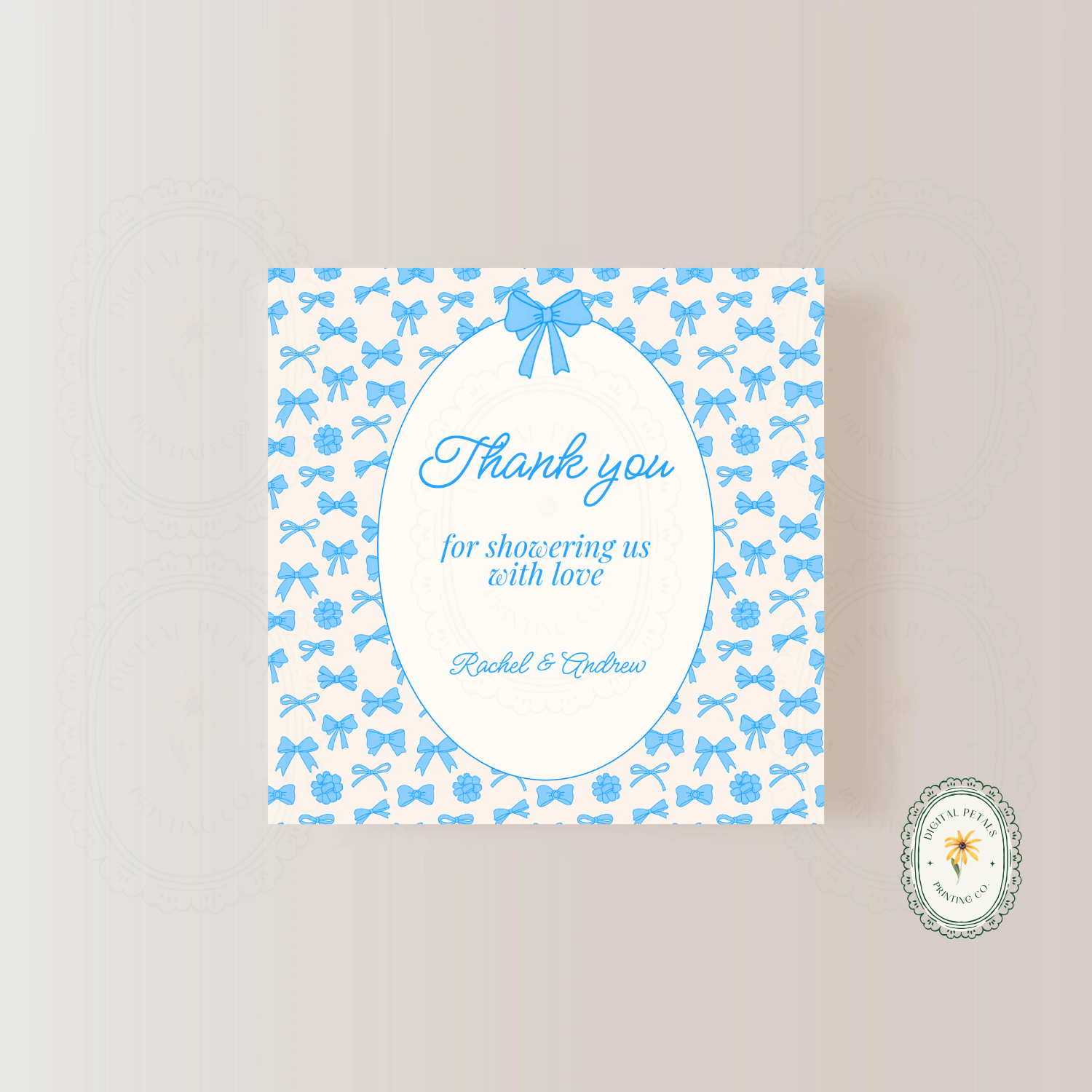 Powder Blue Ribbons & Bows Baby Shower Invitation Template | Editable Canva Digital Download