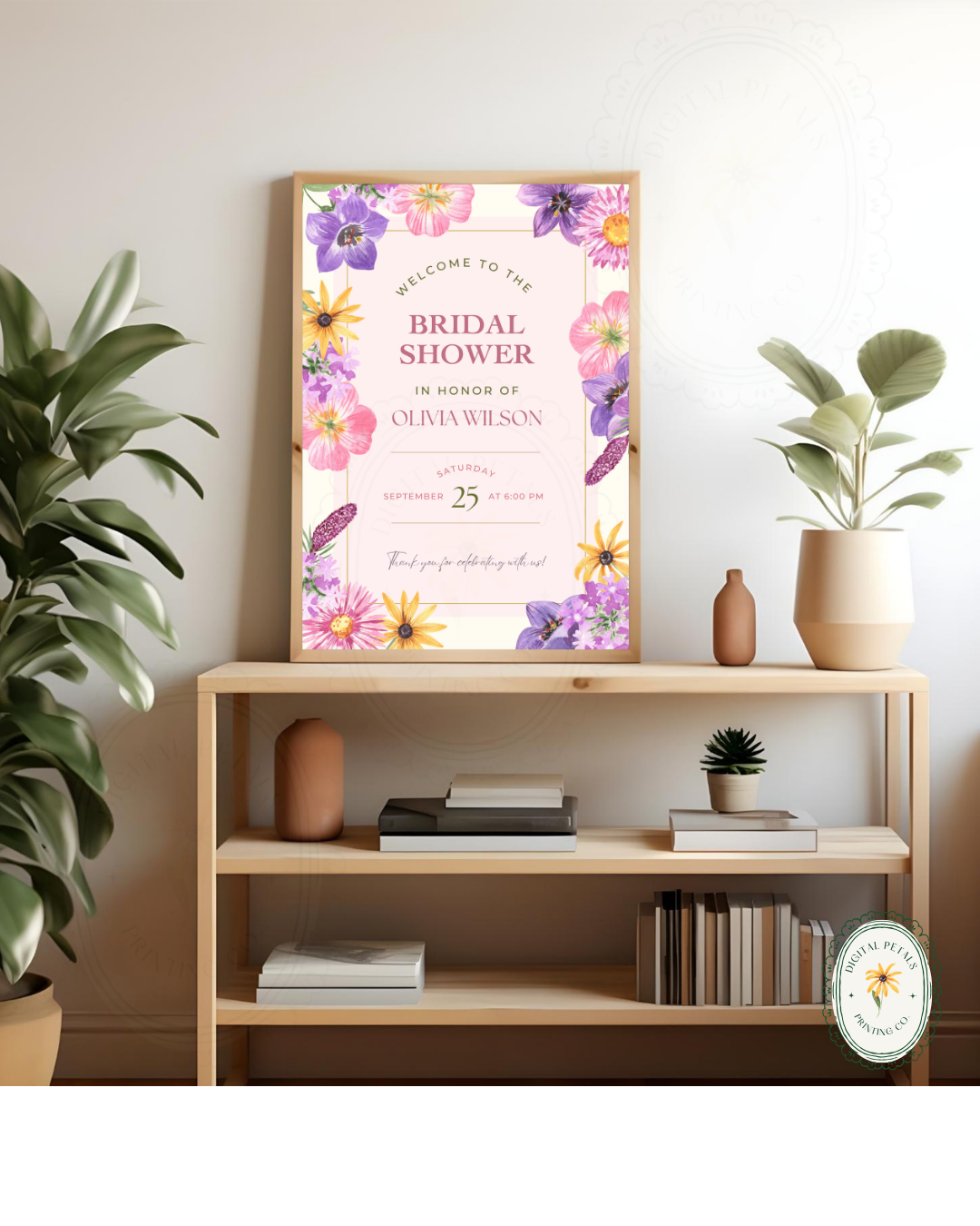 Wildflower Cottagecore Bridal Shower Welcome Sign | Editable Canva Template, Floral Botanical Spring