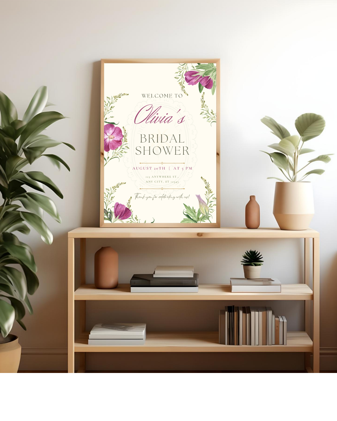 Lavender & Lilac Wildflower Bridal Shower Welcome Sign | Editable Canva Template | Digital Download