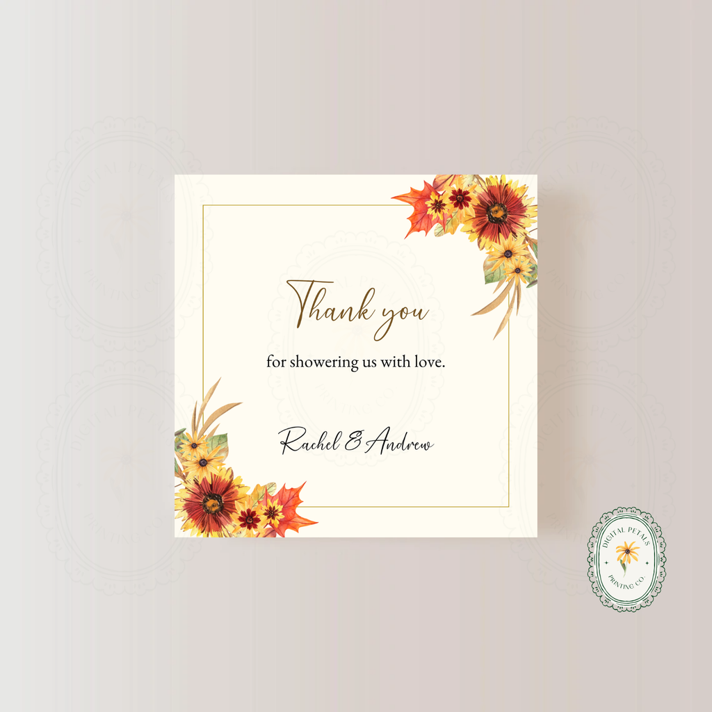 Rustic Fall Wildflower Thank You Card Template | Editable Canva Digital Download