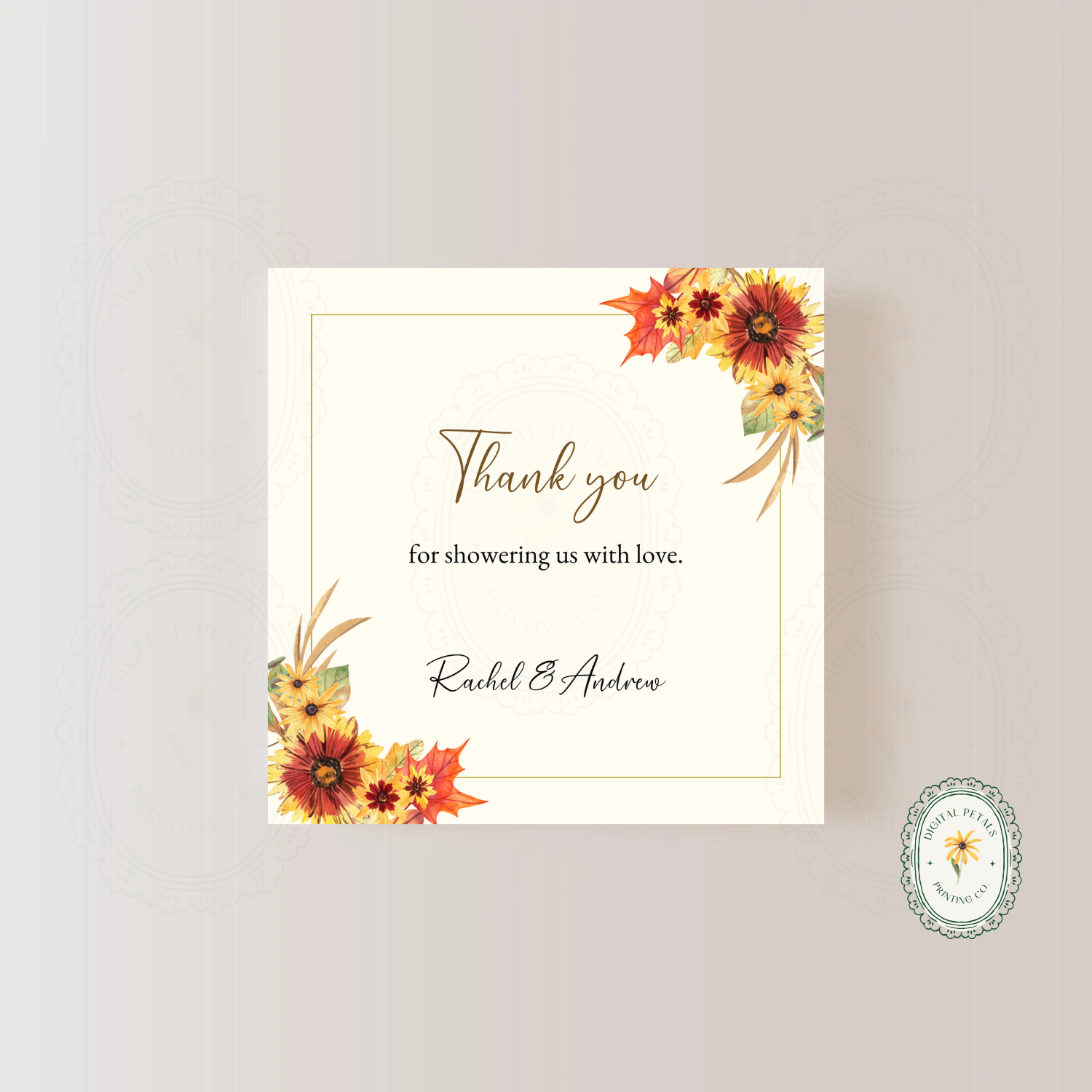 Rustic Fall Wildflower Thank You Card Template | Editable Canva Digital Download