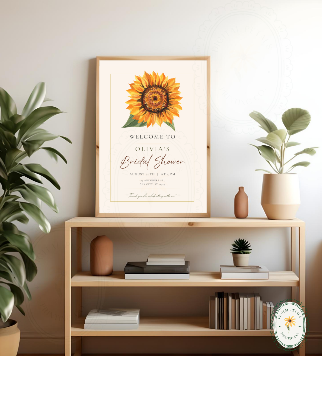 Terracotta & Rust Sunflower Bridal Shower Welcome Sign | Editable Canva Template | Digital Download