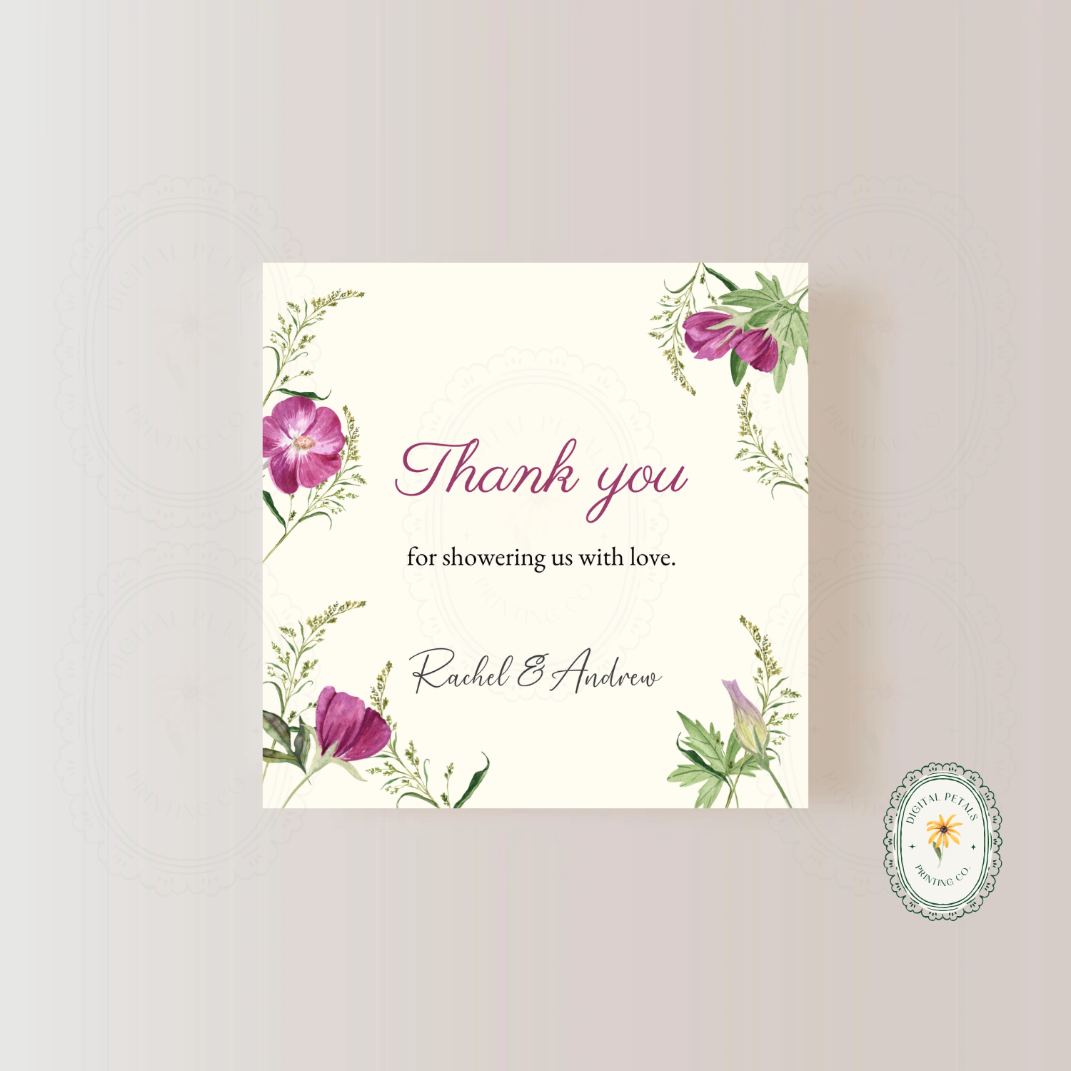 Lavender & Lilac Wildflower Thank You Card Template | Editable Canva Digital Download