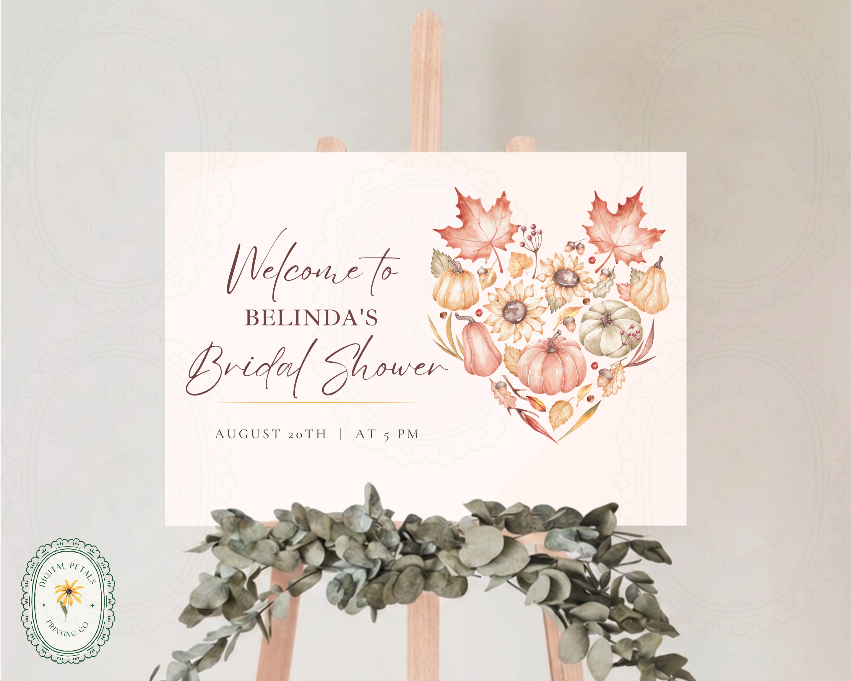 Leaves of Fall Bridal Shower Welcome Sign | Autumn Canva Template | Editable Digital Download