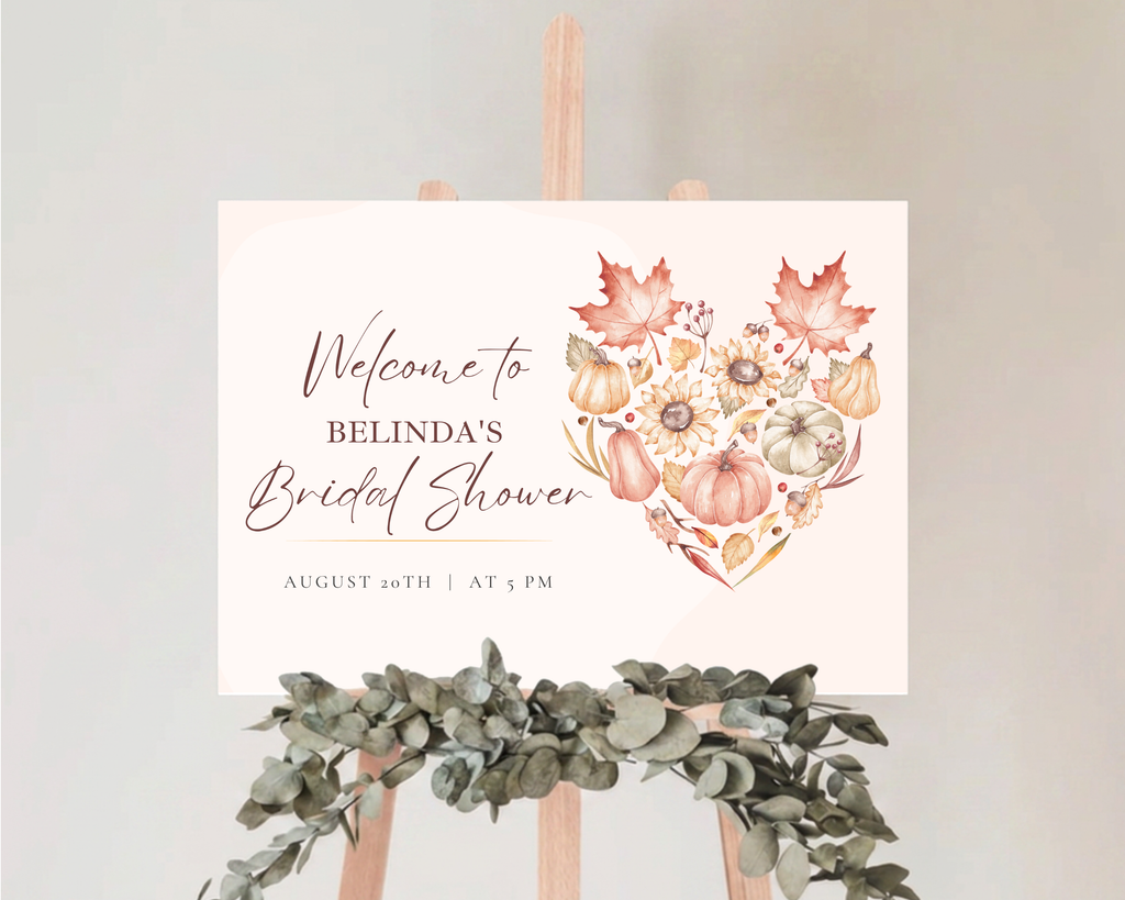 Leaves of Fall Bridal Shower Welcome Sign | Autumn Canva Template | Editable Digital Download