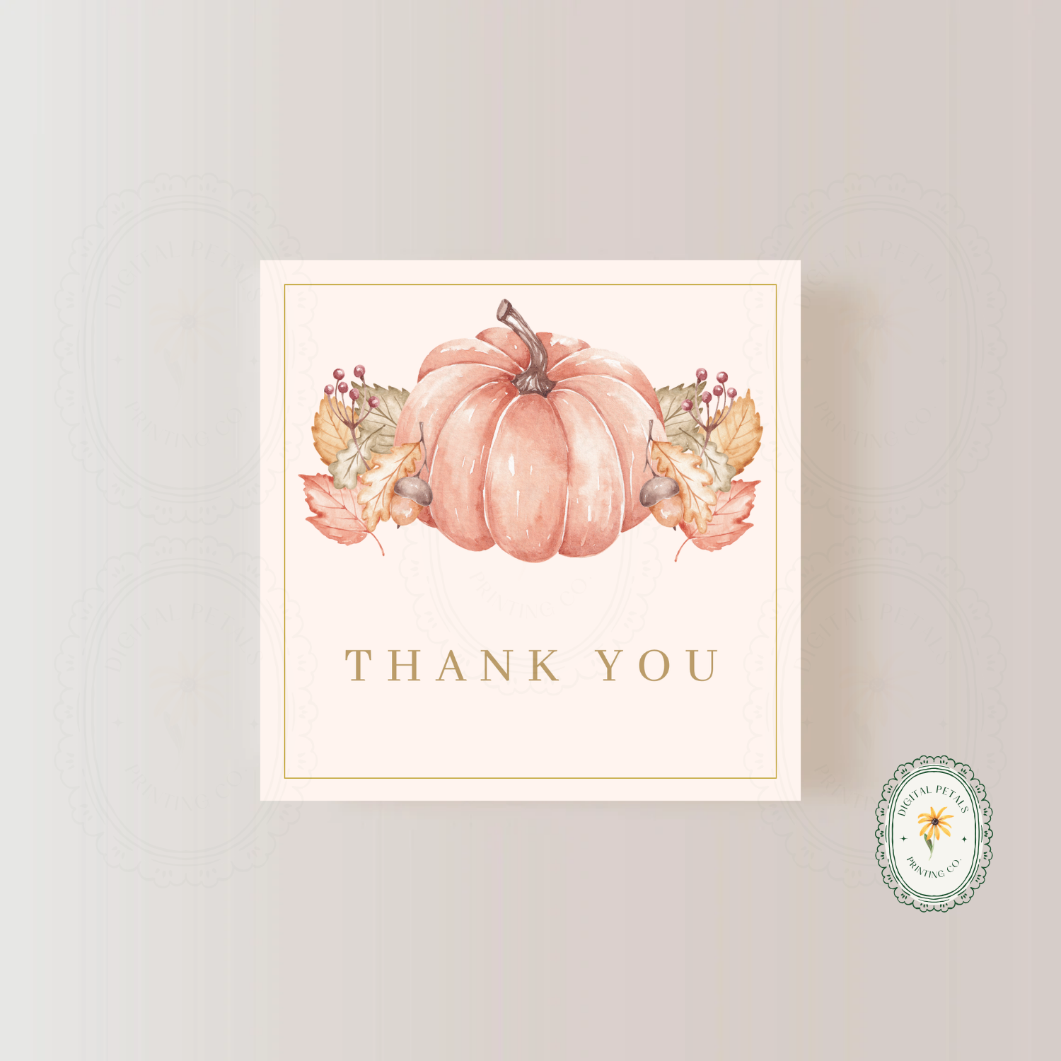 Pumpkin Thank You Card Template | Editable Canva Digital Download