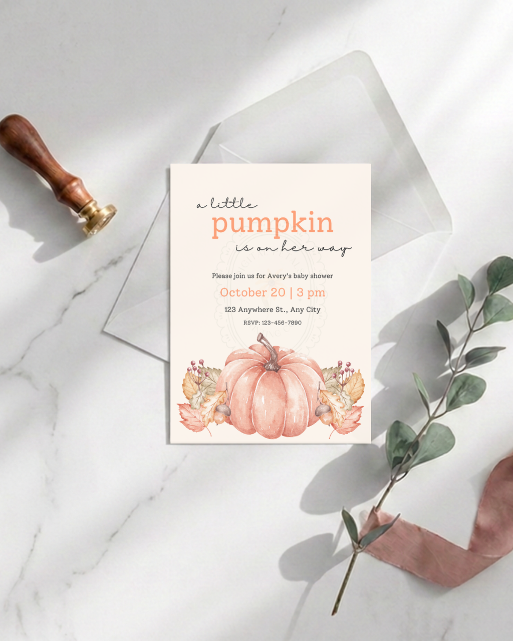 Fall Pumpkin Baby Shower Invitation | Printable Invite | Digital Download