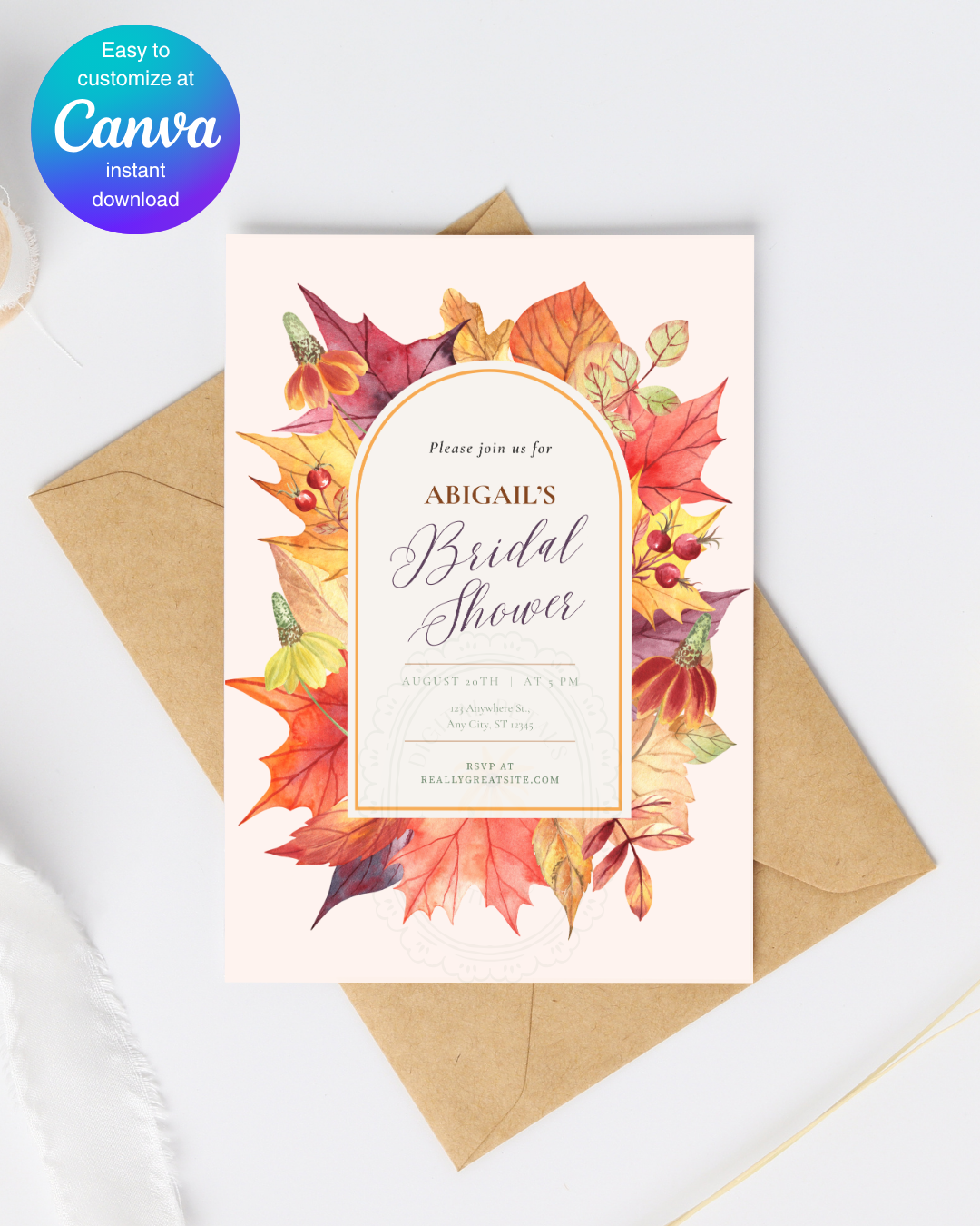 Bridal Shower Invitation Printable | Autumn Harvest Wildflower Boho Bridal Invite | Digital Download