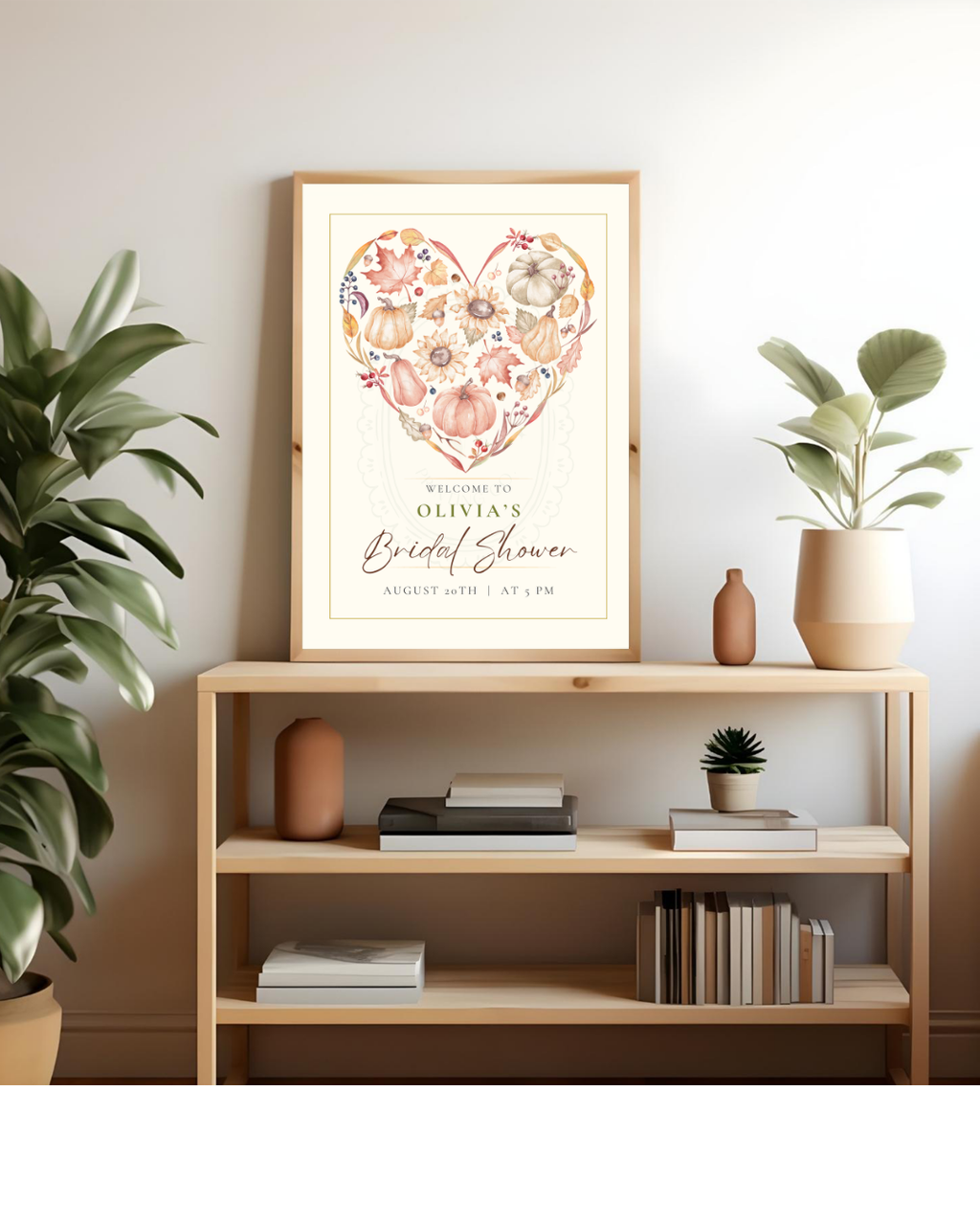 Autumn Heart Bridal Shower Welcome Sign | Editable Canva Template | Digital Download