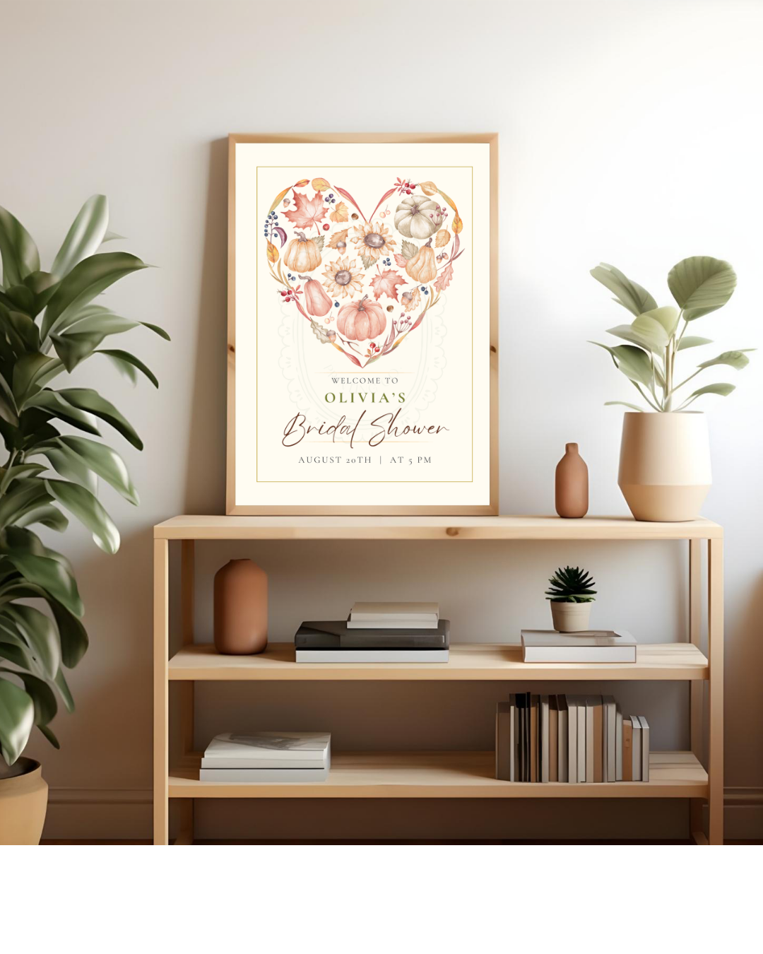 Autumn Heart Bridal Shower Welcome Sign | Editable Canva Template | Digital Download
