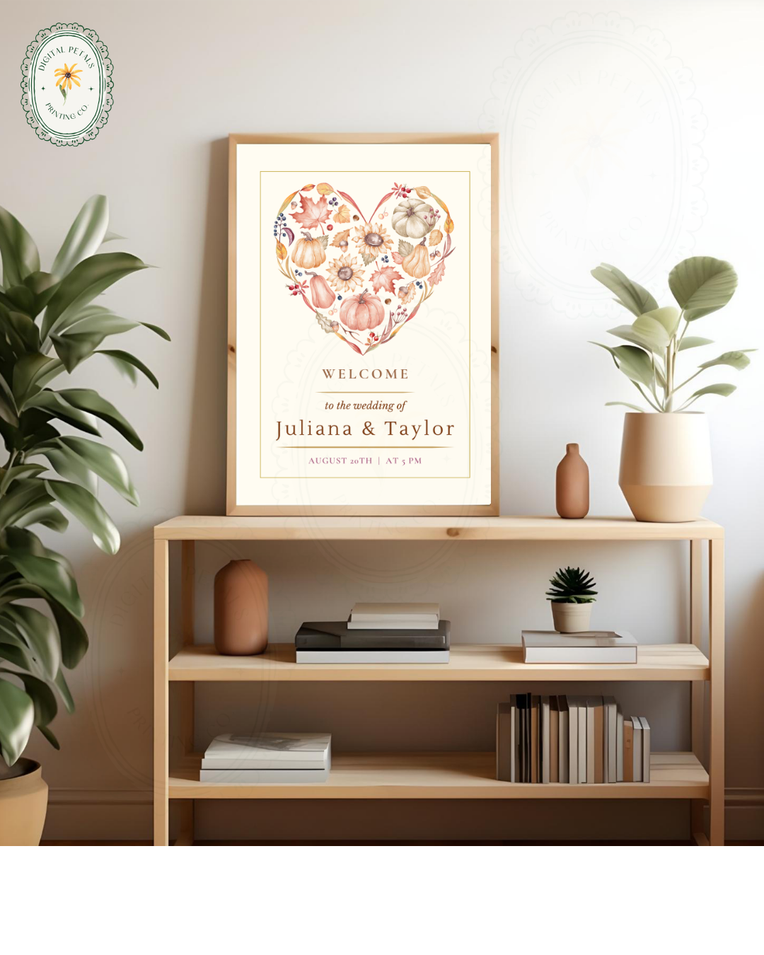 Terracotta & Rust Autumn Heart Wedding Welcome Sign | Editable Canva Template | Digital Download