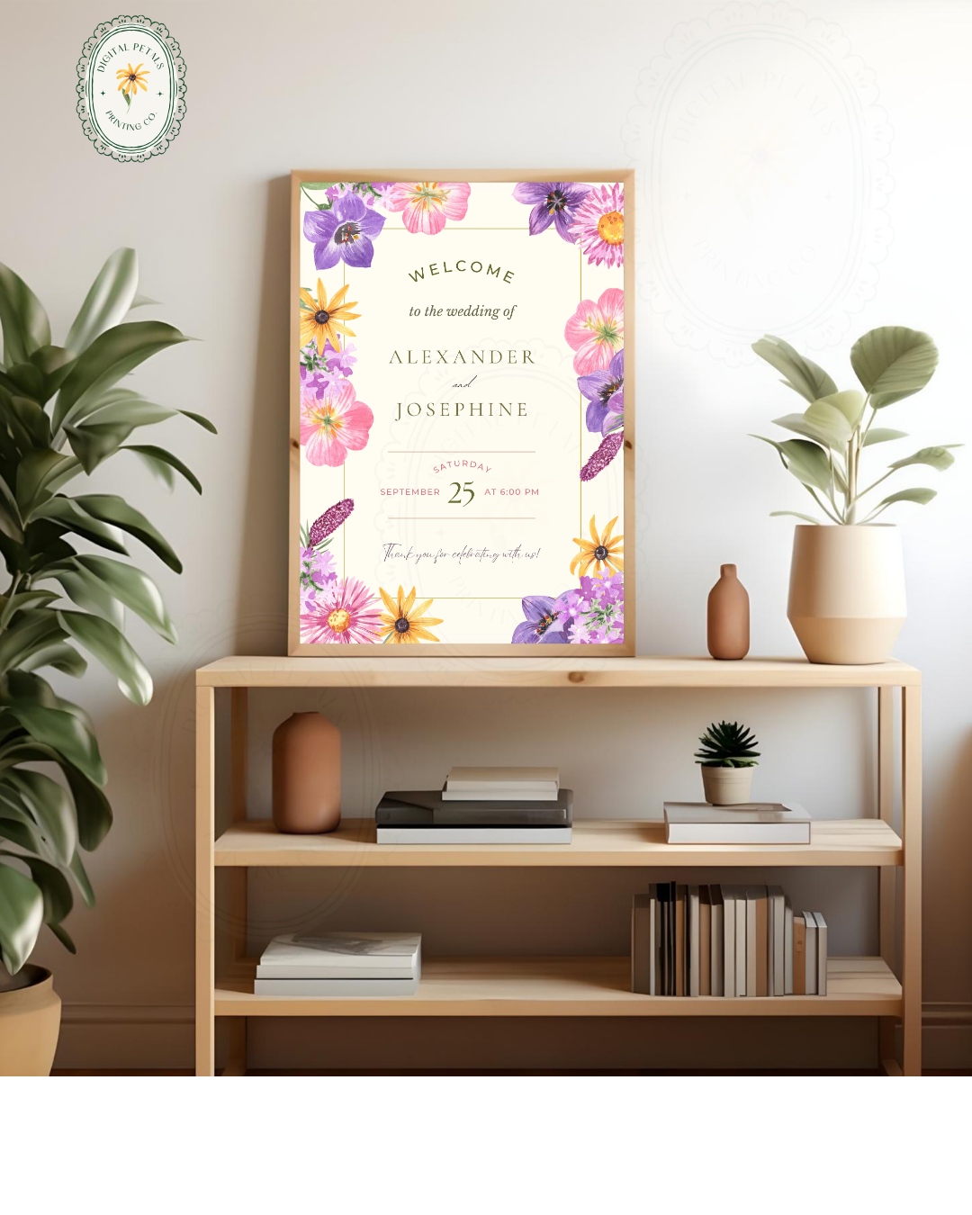 Wildflower Cottagecore Wedding Welcome Sign | Editable Canva Template, Floral Botanical Spring