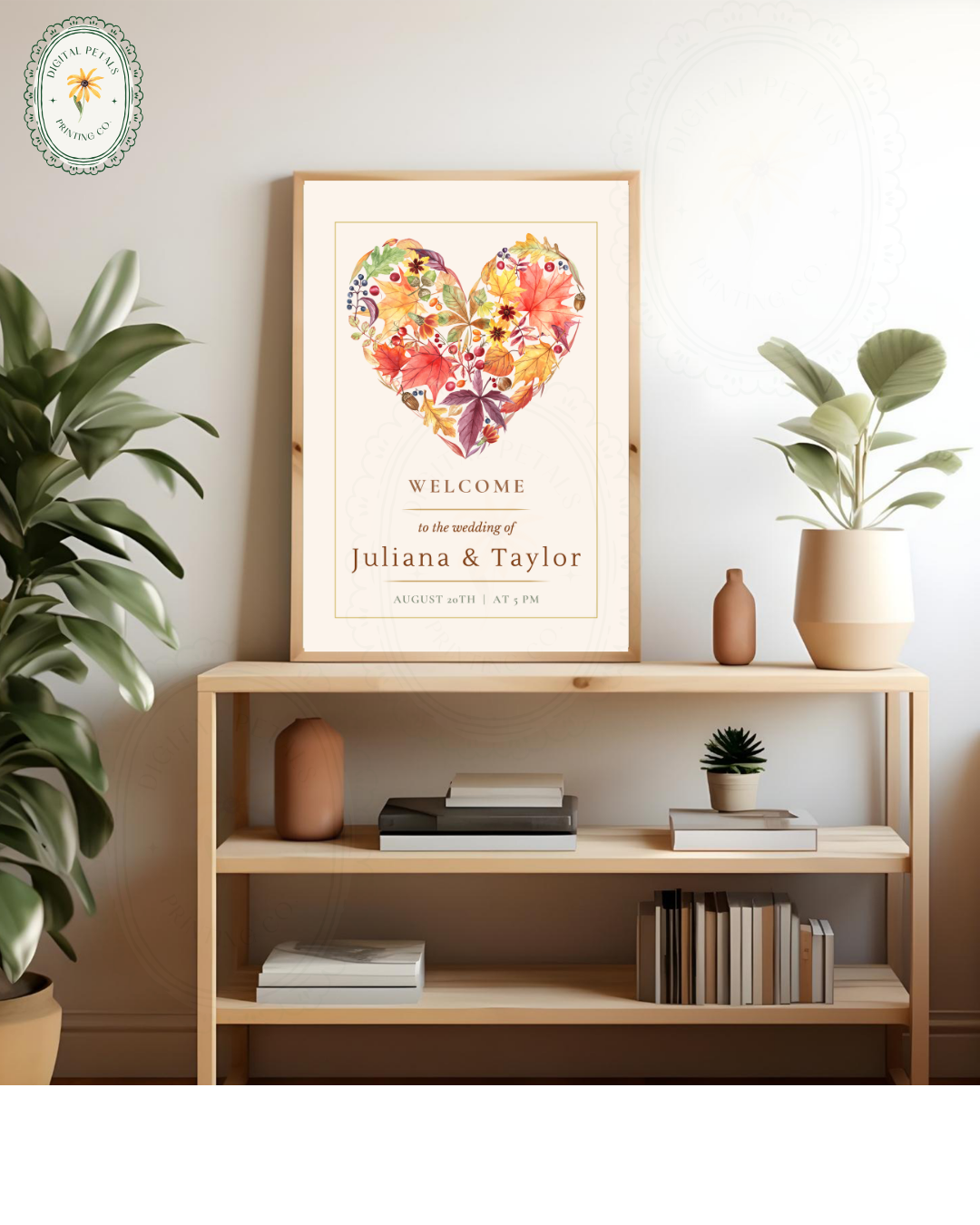Terracotta & Rust Fall Heart Wedding Welcome Sign | Editable Canva Template | Instant Digital Download