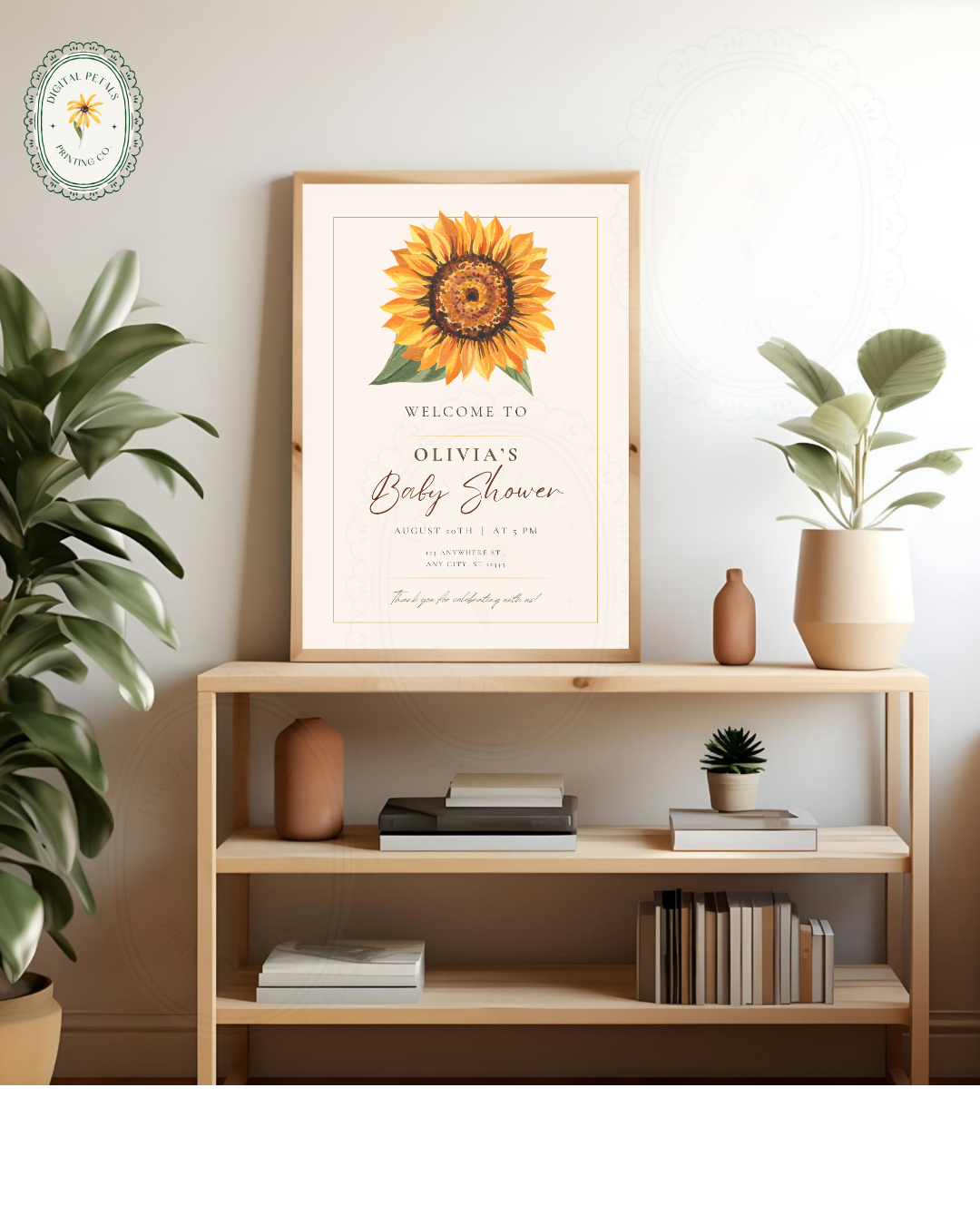 Terracotta & Rust Sunflower Baby Shower Welcome Sign | Editable Canva Template | Instant Digital Download