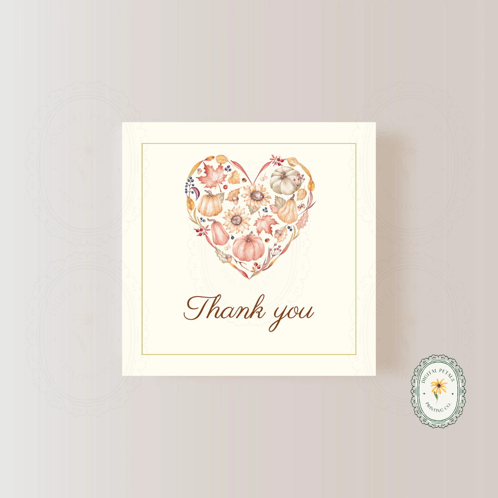 Autumn Heart Thank You Card Template | Editable Canva Digital Download