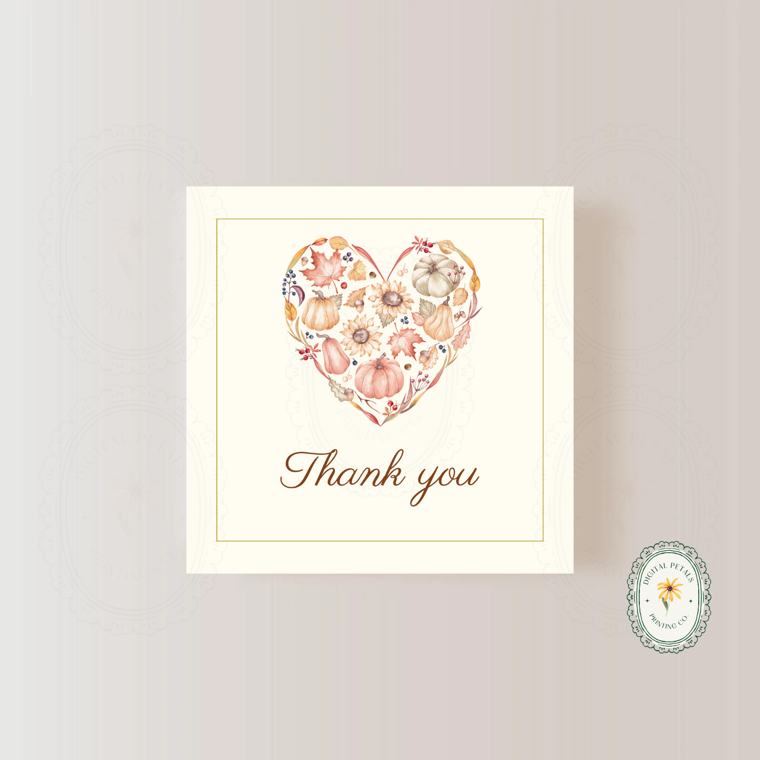 Autumn Heart Thank You Card Template | Editable Canva Digital Download