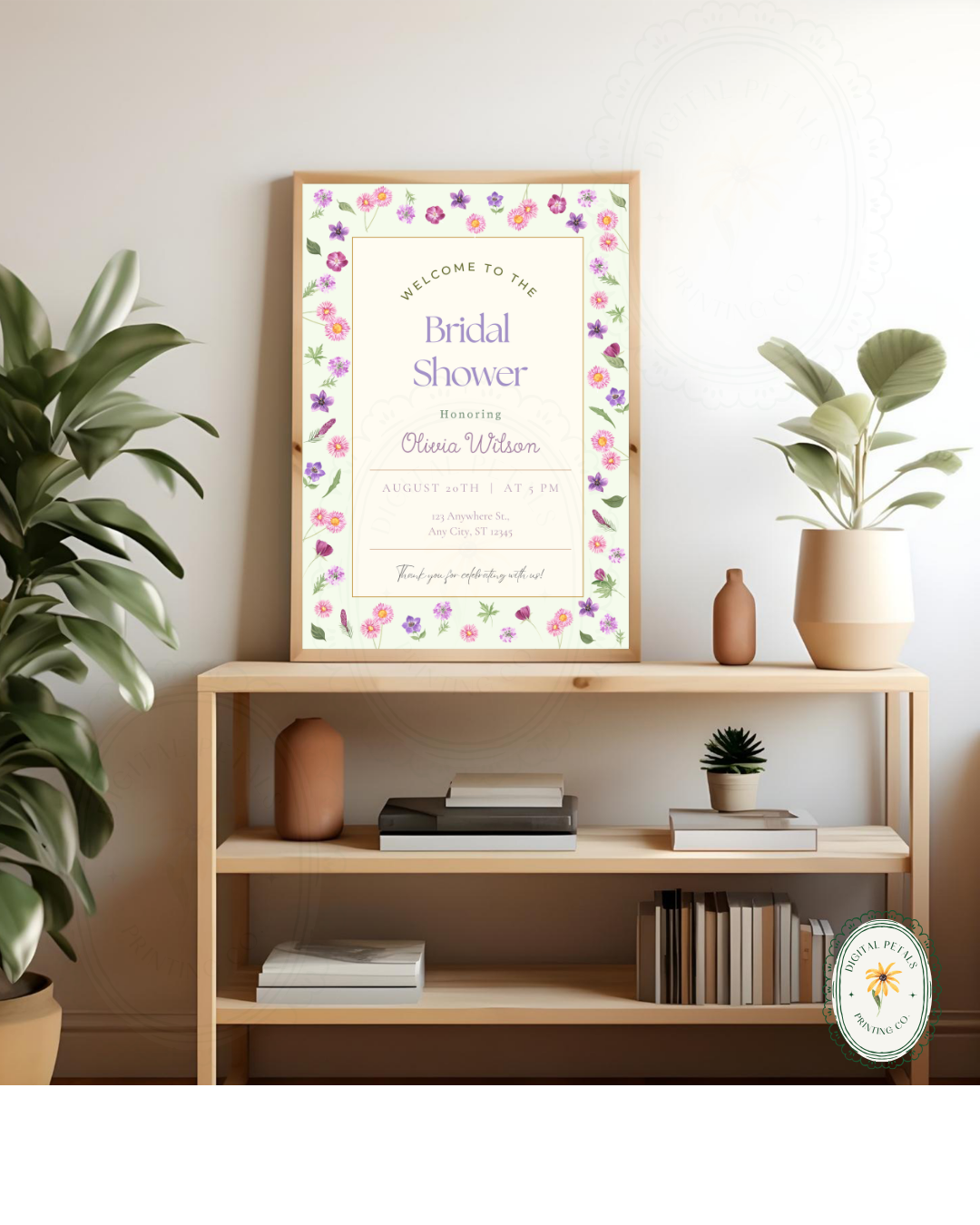 Spring Garden Wildflowers Bridal Shower Welcome Sign Template | Editable Canva Digital Download