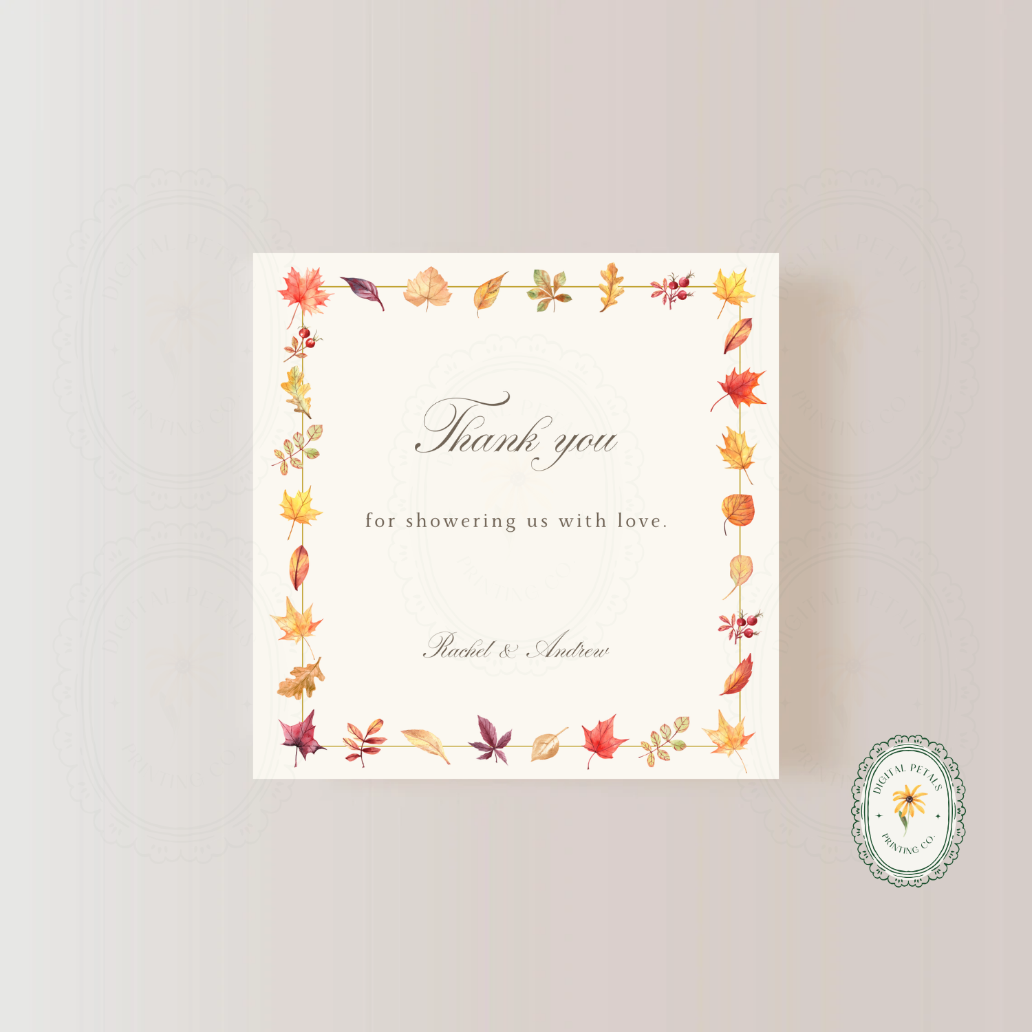 Autumn Boho Wildflower Thank You Card Template | Editable Canva Digital Download
