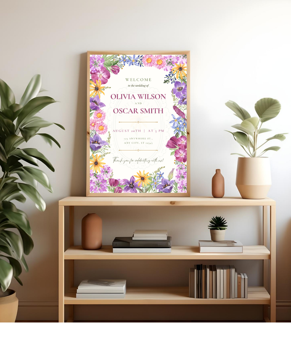 Wedding Welcome Sign Printable | Colorful Wildflower Canva Template | Digital Download