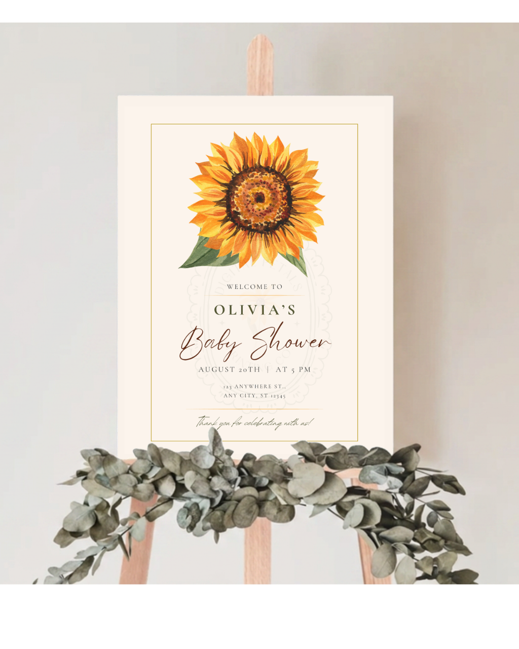 Sunflower Baby Shower Welcome Sign | Editable Canva Template | Instant Digital Download