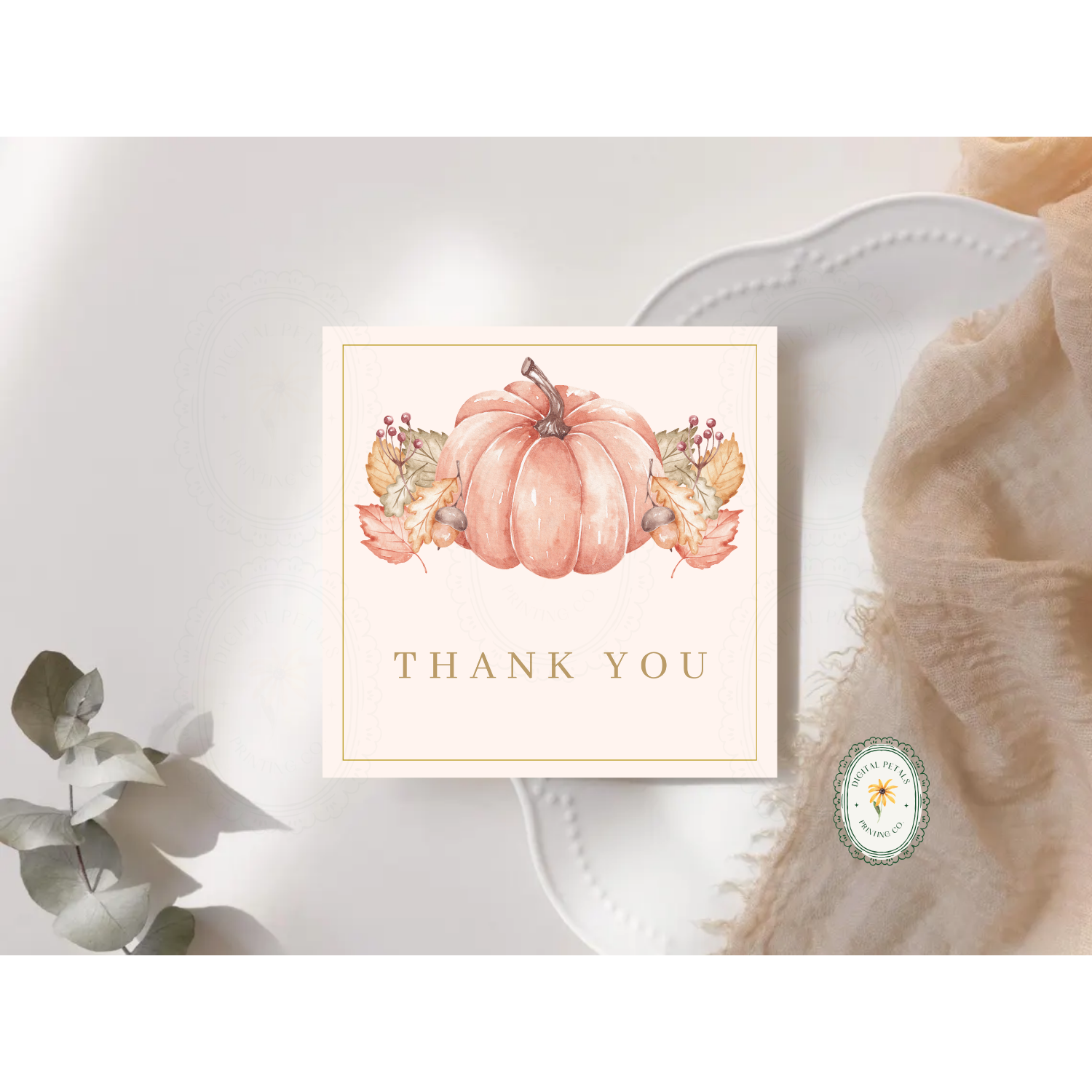 Pumpkin Thank You Card Template | Editable Canva Digital Download