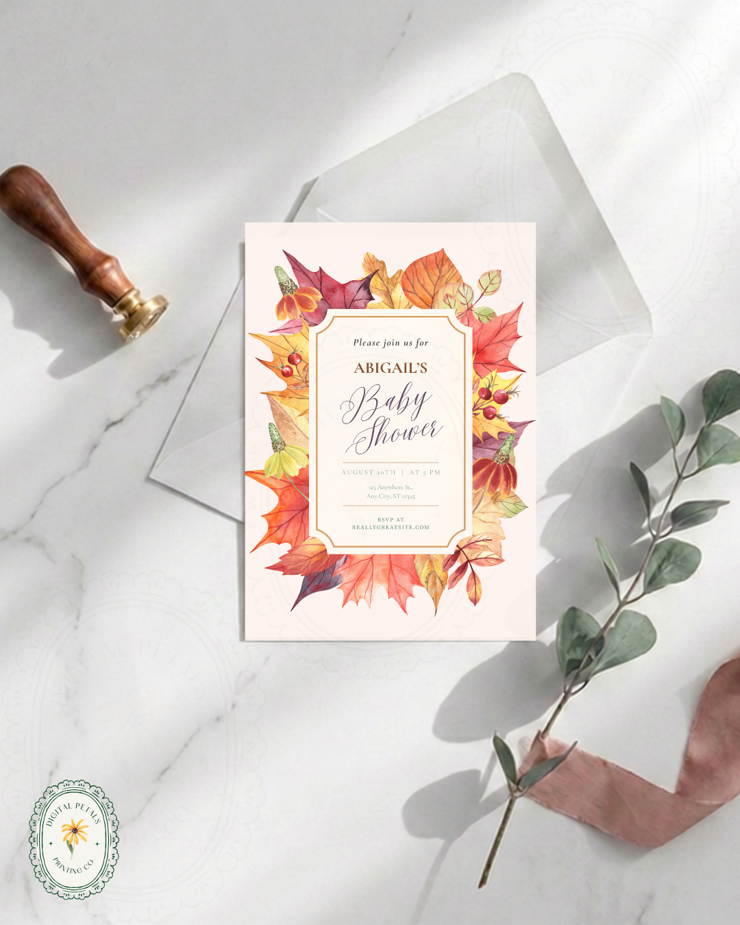 Autumn Harvest Wildflower Boho Baby Shower Invitation | Digital Download | Canva Editable