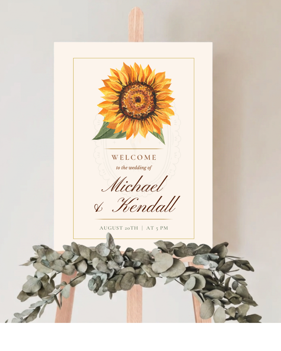 Terracotta & Rust Sunflower Wedding Welcome Sign | Editable Canva Template | Instant Digital Download