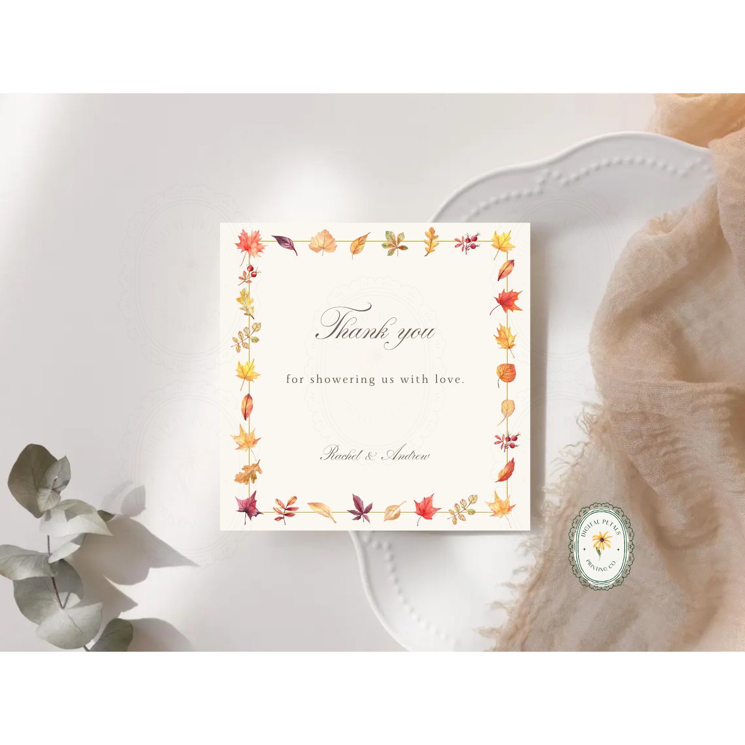 Autumn Boho Wildflower Thank You Card Template | Editable Canva Digital Download